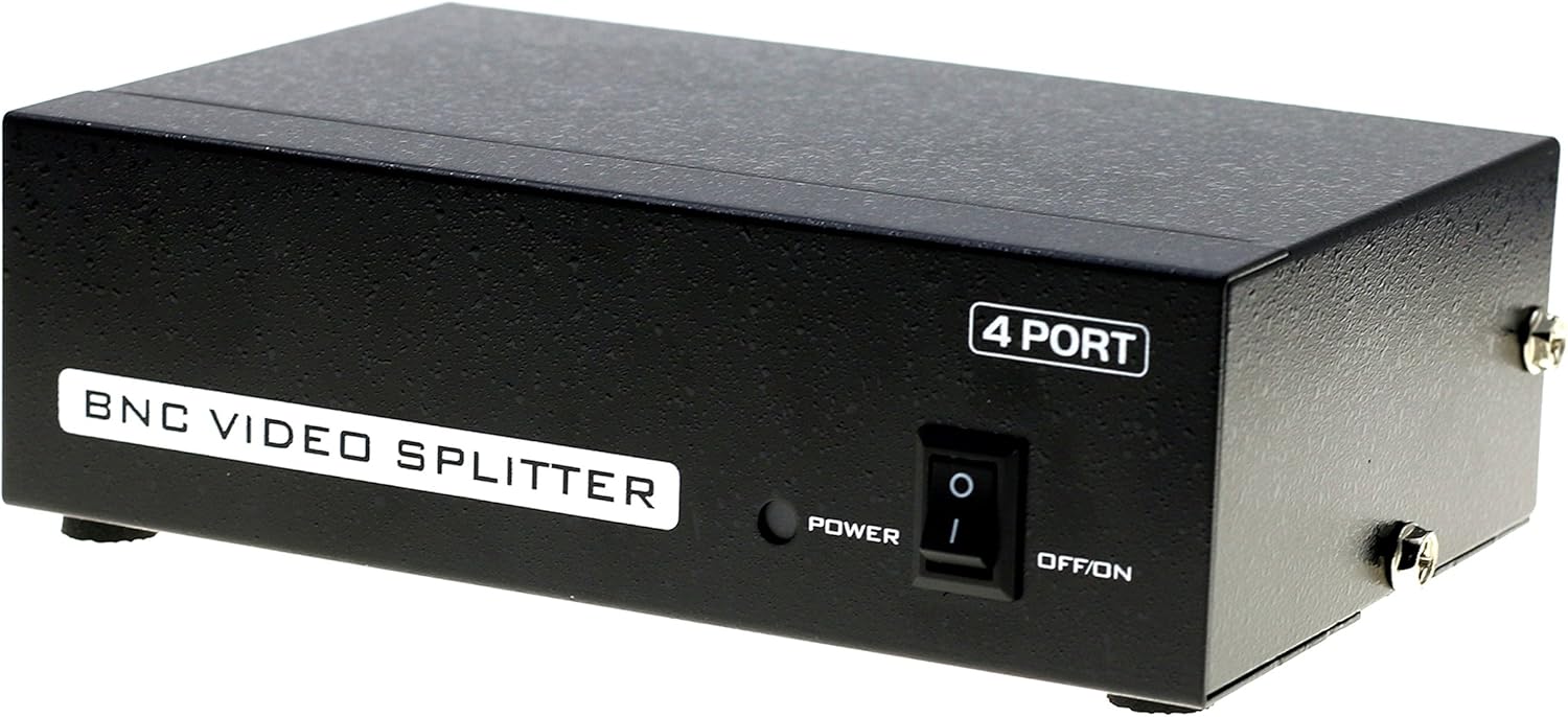 4 Ports BNC Video Splitter 1 in 4 Out BNC Coaxial TV CCTV DVR Composite Video Adapter Black