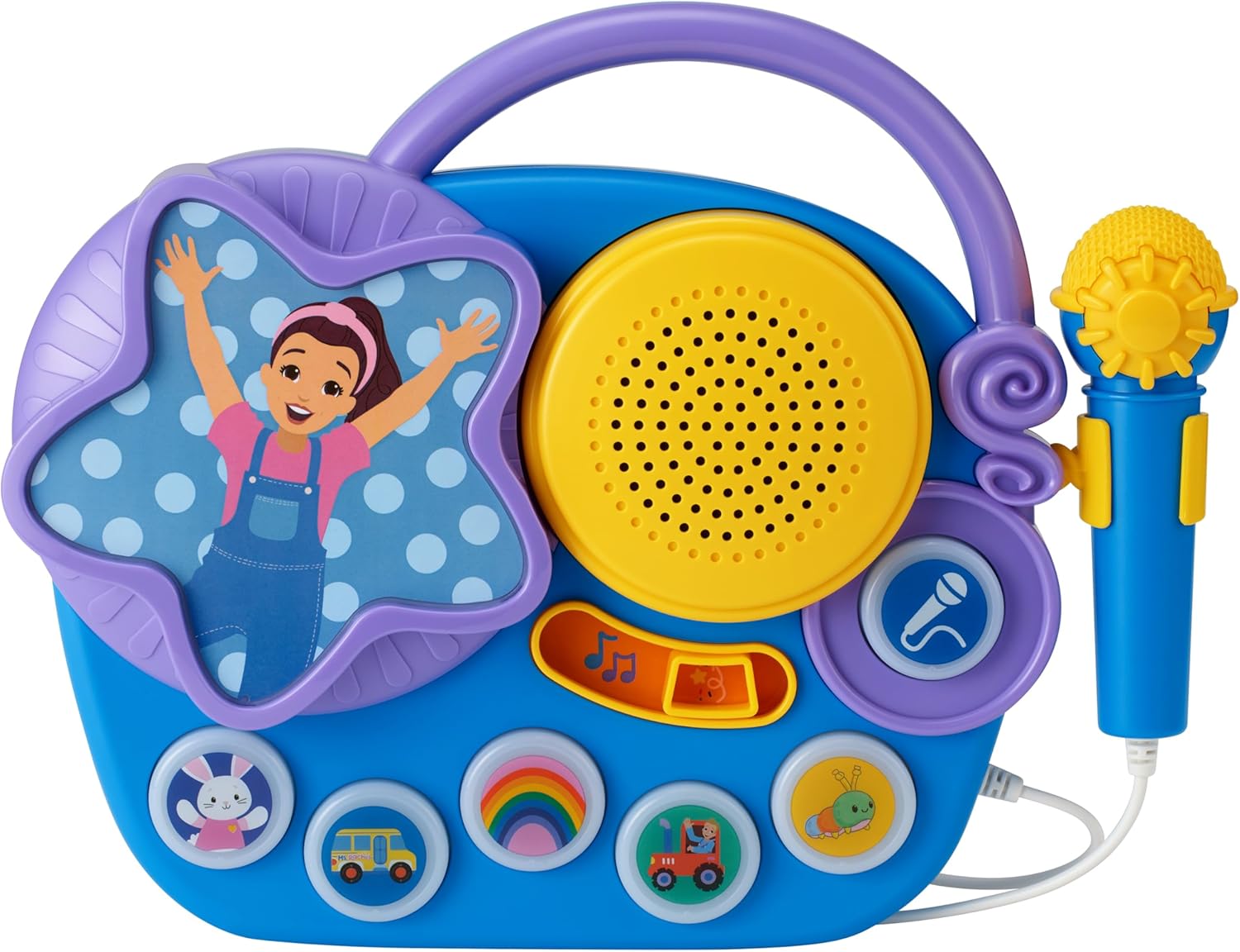 eKids Ms Rachel Karaoke Microphone with Boombox for Fans of Toddler Toys, Kids Karaoke Machine with Built in Music