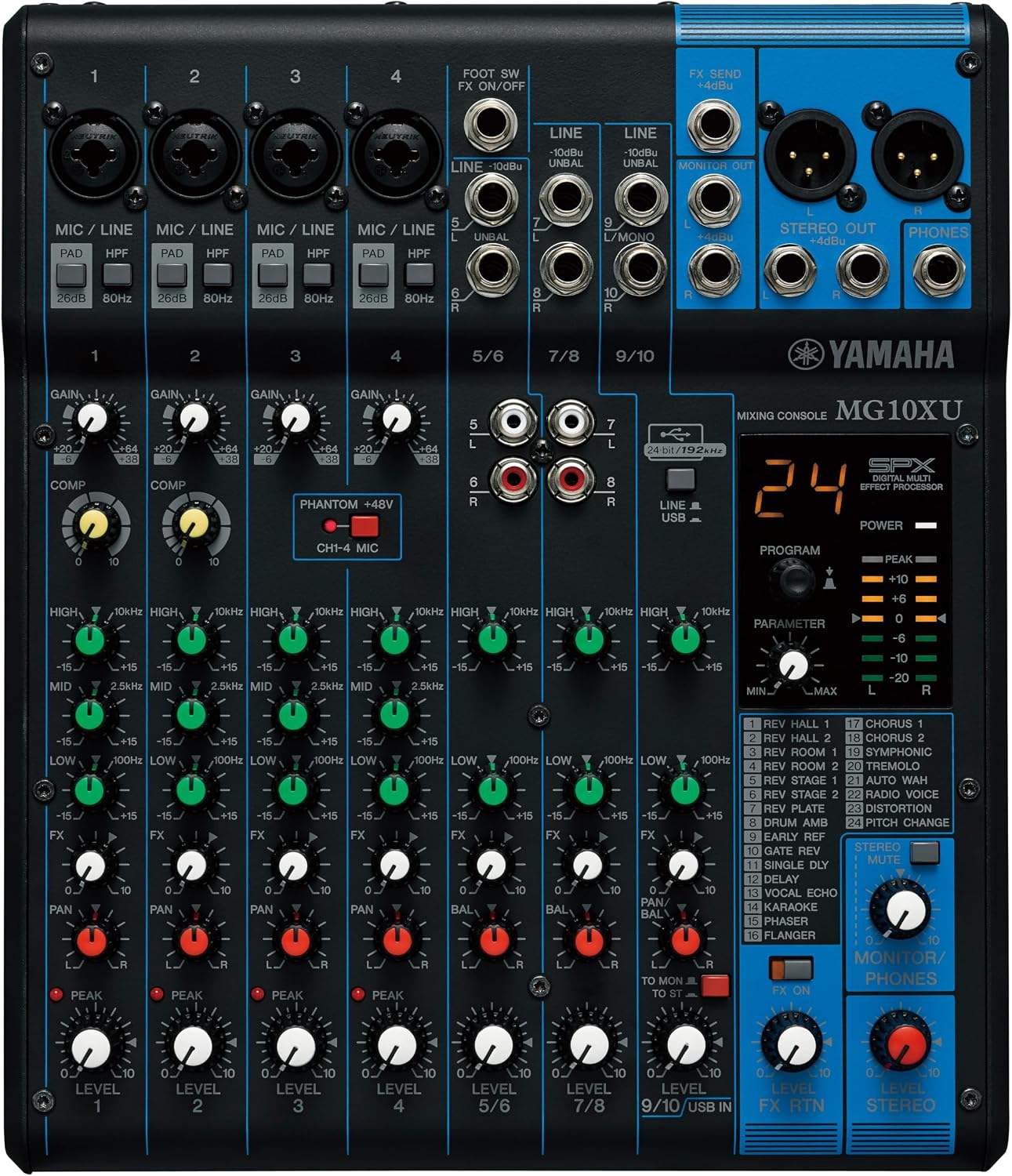 YAMAHA MG10XU 10-Input Stereo Mixer with Effects