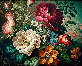 Flower Paint by Numbers Kit for Adults Canvas-Flower Adult Paint by Numbers for Adults,Flower Paint by Numbers Kits for Adults for Gift Home Wall Decor(16x20inch)