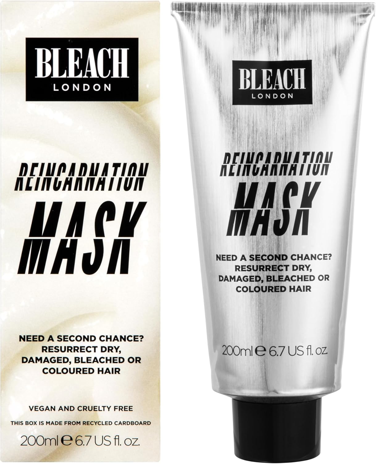Reincarnation Mask - Bond-Restoring Protein Hair Treatment Repairs and Nourishes Dry Damaged Hair - Vegan & PETA-Approved - 200 ml - by Bleach London