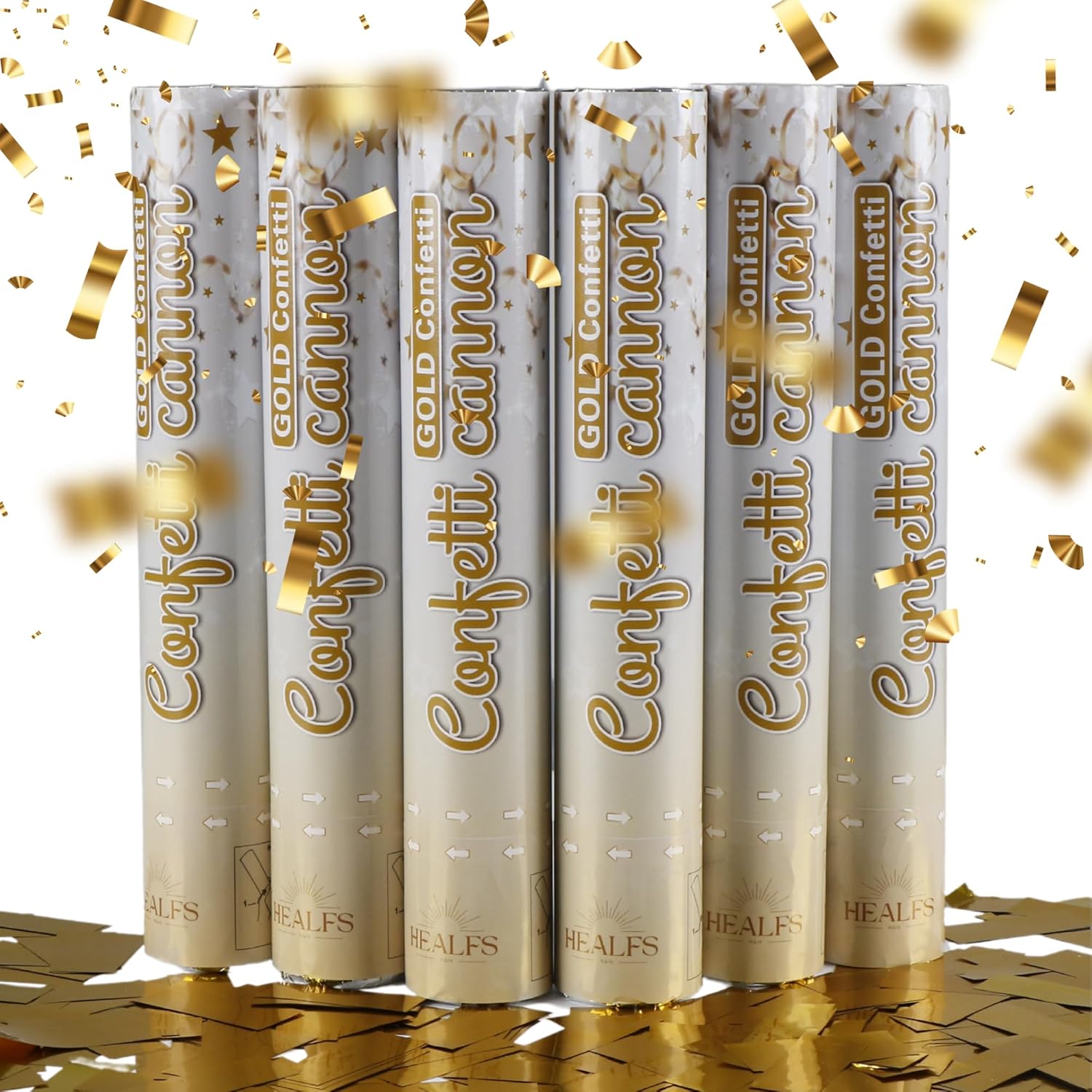 Confetti Cannon Party Poppers Shooters, (6 Pack) Healfs Gold Confetti Blaster for Birthday Graduation Wedding Christmas New Year’s Eve