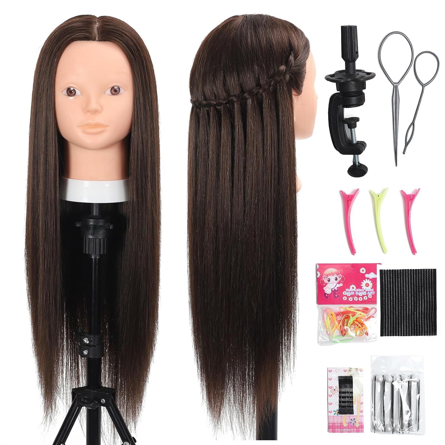 Opini 26" Mannequin Head 80% Real Human Hair for Practice Hair and Makeup