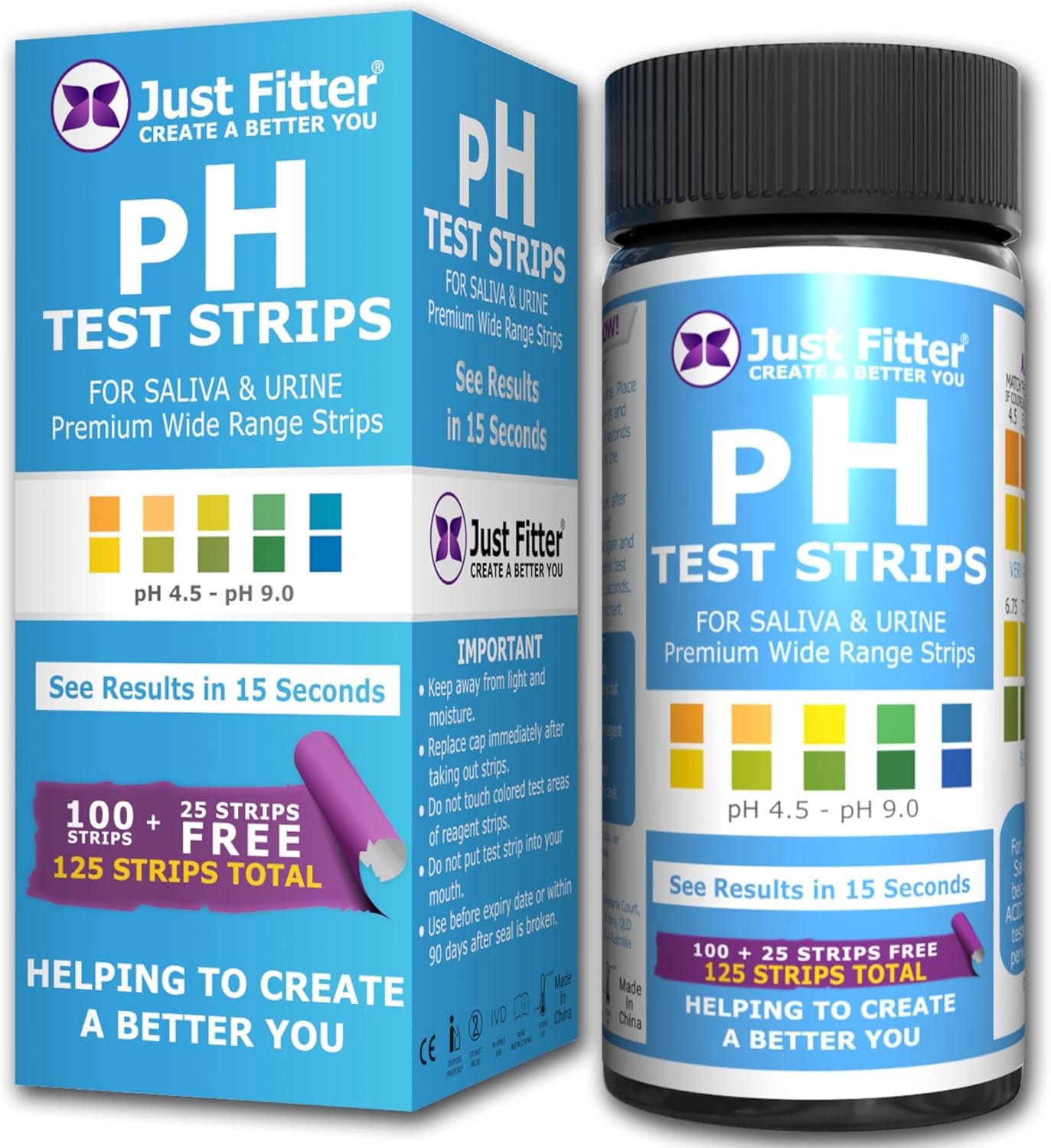 Just Fitter pH Test Strips for Testing Alkaline and Acid Levels in The Body. Track & Monitor Your pH Level Using Saliva and Urine. Get Highly Accurate Results in Seconds.