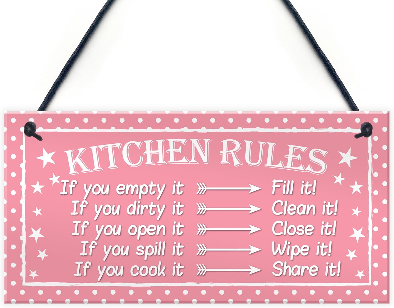 RED OCEAN Funny Kitchen Rules Polka Dot Funny Home Decorative Hanging Plaque Friendship Gift Wall Sign