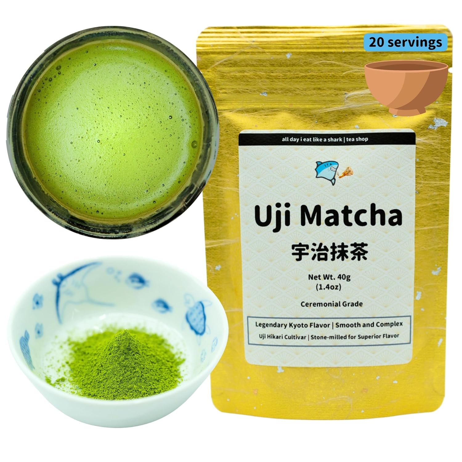 Uji Hikari Matcha, Uji Hikari Cultivar, Ceremonial Grade, Single Origin, 40 gram bag