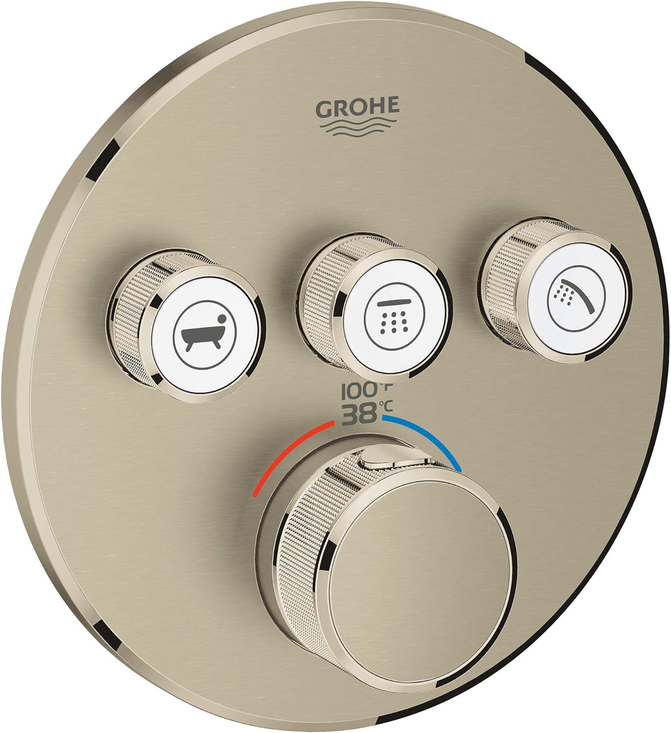 GROHE 29138EN0 Grohtherm Triple-Function Shower Thermostatic Valve Trim Kit, Brushed Nickel Infinity Finish