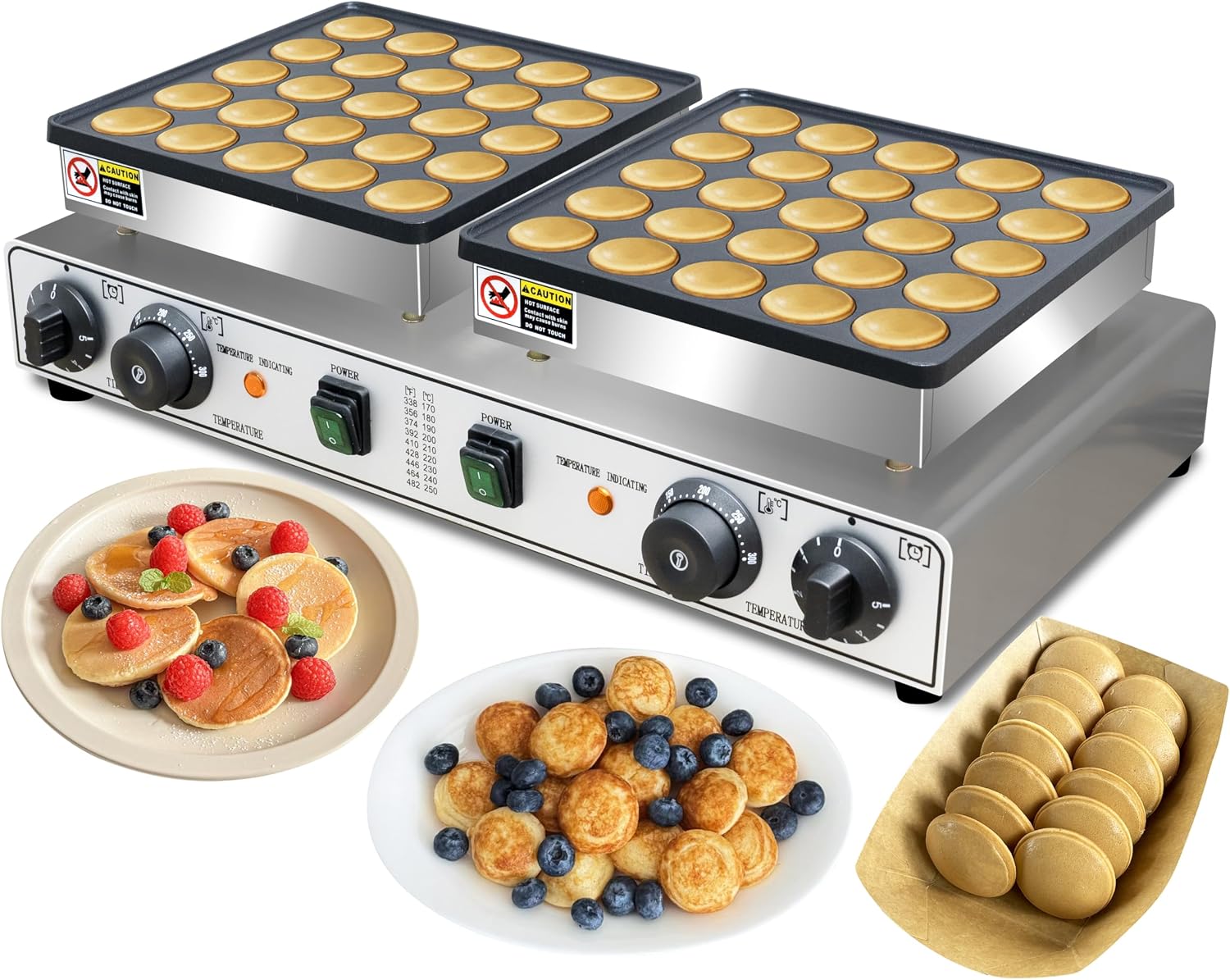 Commercial 1900W 50PCS Mini Dutch Pancake Maker Dual-Zone Heating