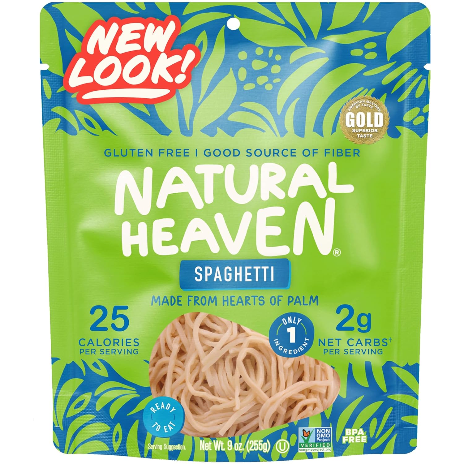 Natural Heaven Spaghetti Noodles, Hearts of Palm – Naturally Rich inPotassium, Low-Calorie Veggie Pasta, Keto & Gluten-Free Food, Vegan,9 Oz Ea