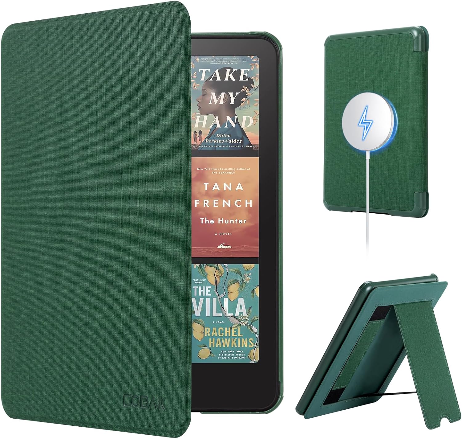 CoBak Lightweight Stand Case for 7" Kindle Paperwhite 12th Gen 2024 and Kindle Colorsoft with Right Hand Strap - Compatible with iPhone MagSafe, for Samsung/Belkin/Anker Wireless Charging Pads