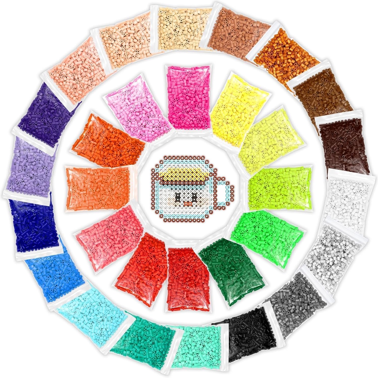 Malynme 21000Pcs 5mm Fuse Beads Bulk, 30 Colors Melty Beads for DIY Crafts