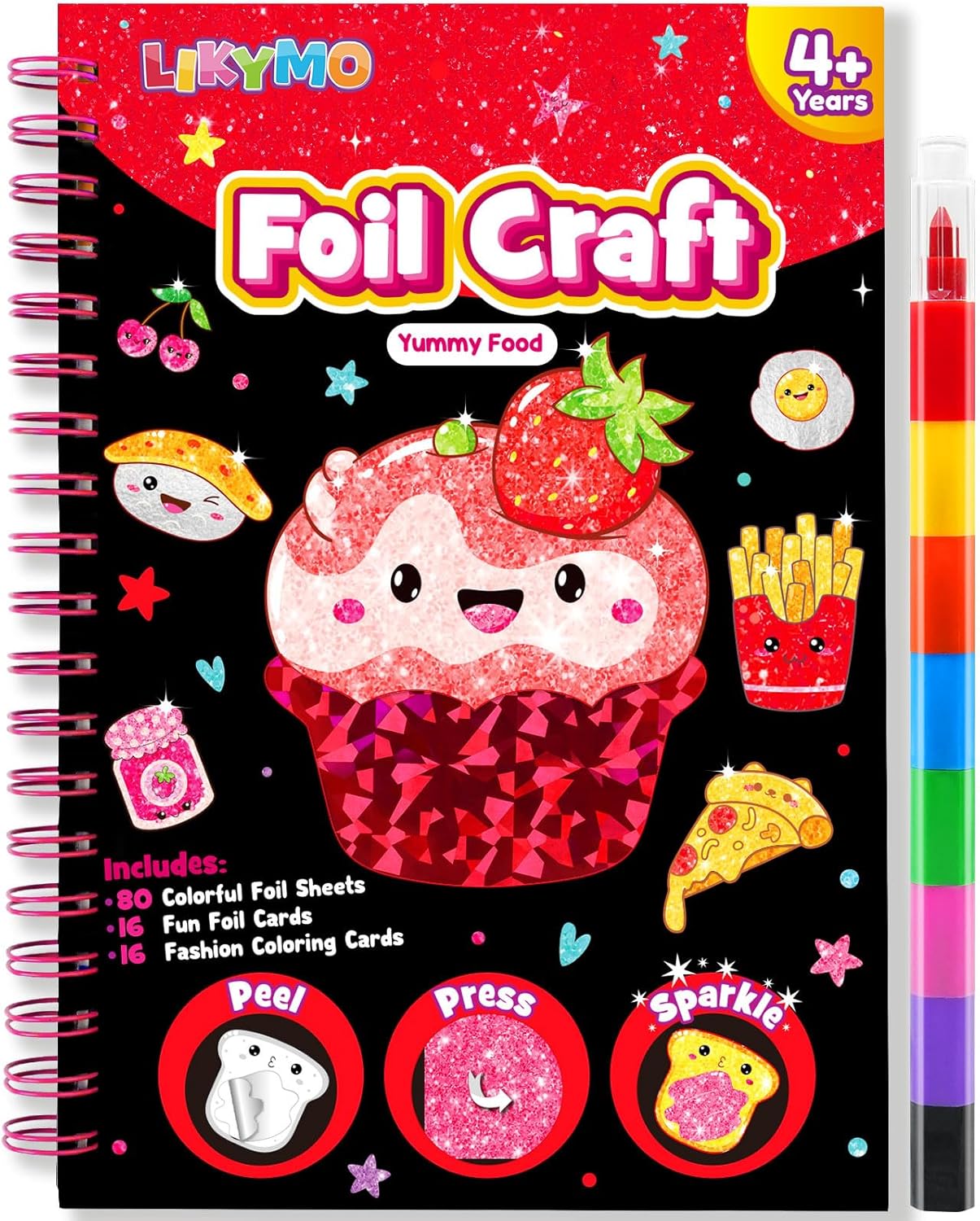 LIKYMO Foil Art for Kids - Foil Craft Book Art and Craft for Kids, DIY Creative Activity Gifts for 4 5 6 7 8 9 Year Old Girls Boys (Dessert)