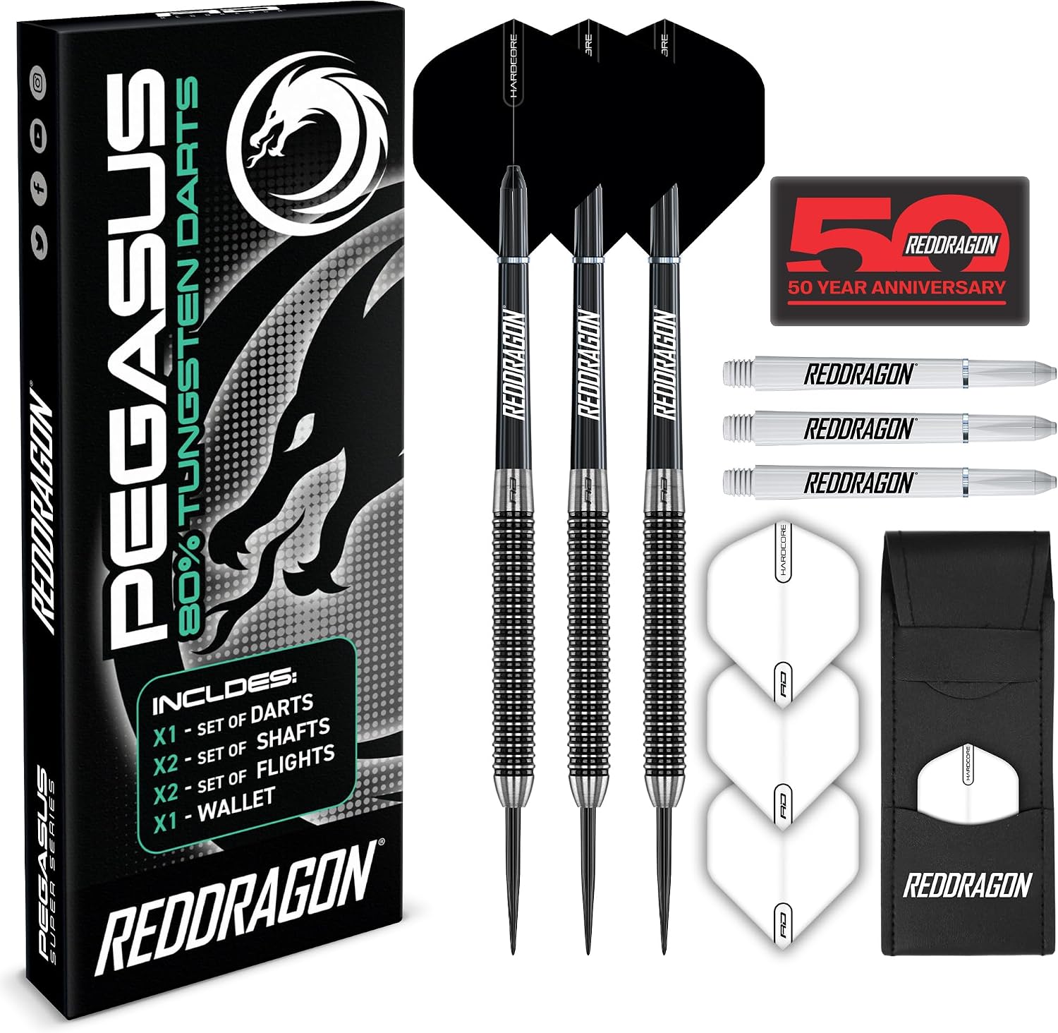 RED DRAGON Darts Pegasus Original | Pegasus Switch Points - Powered by Winmau Darts Metal Tip | Professional Tungsten Dart Set | 21g, 22g, 23g, 24g, 25g, 26g, 28g, 30g | Amazon Dart Set with Case