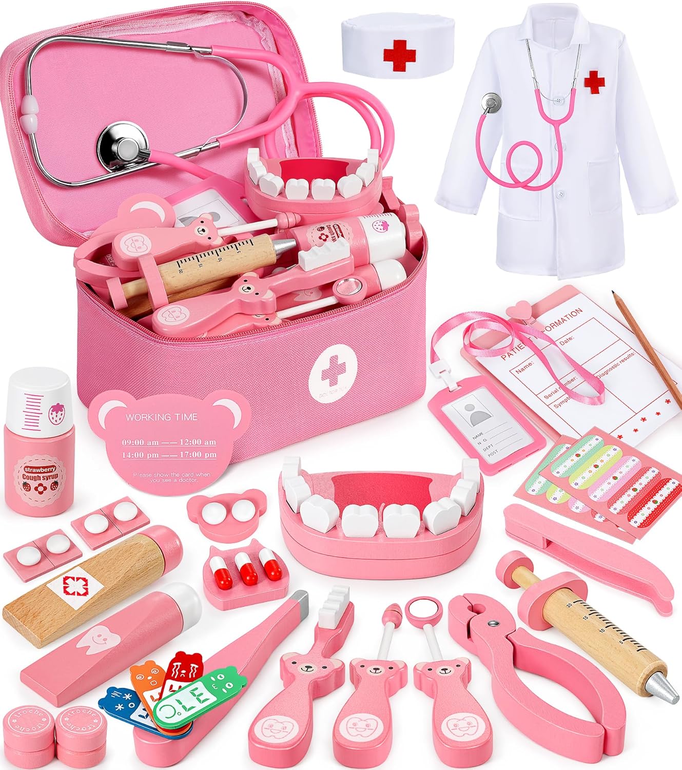 Ophy Doctors Set for Kids, 40-Piece Kids Doctors Sets for 3+ Year Old Boys and Girls Pretend Medical Playset with High simulation Stethoscope Educational Toys Dentist for 3+ Toddler