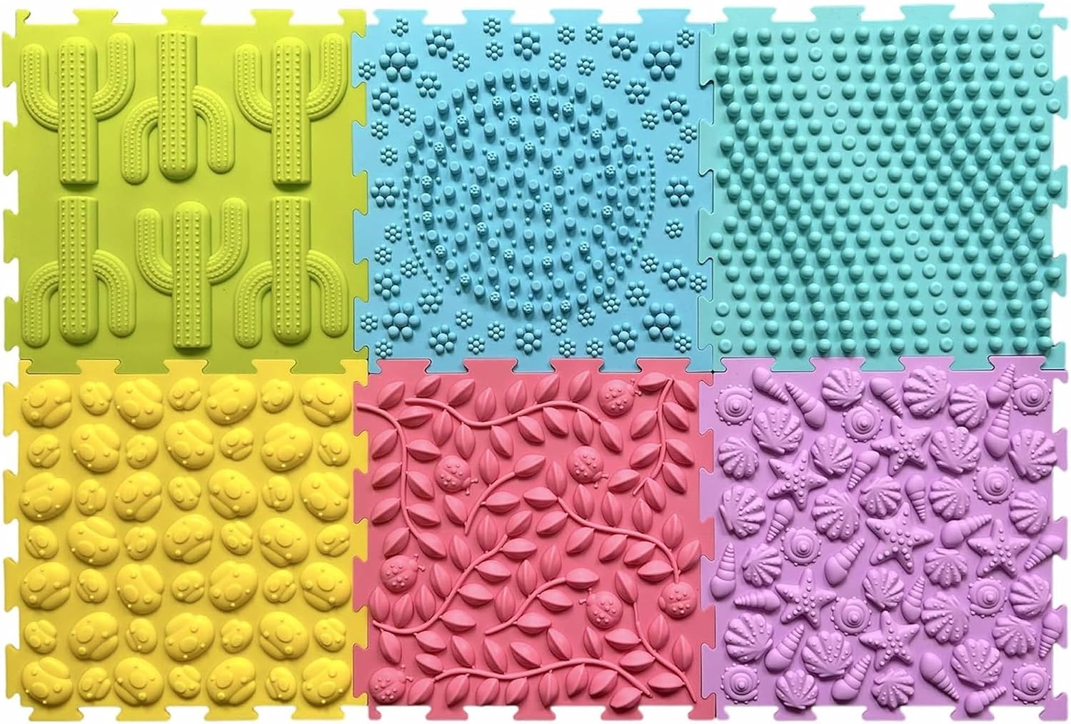 MagicMeadow Massage Mats | Montessori Sensory Toy for Kids | Educational Special Needs Resource Enriching Play & Exploration | Autism-Friendly Interactive Acupuncture Mat | Pack of 6