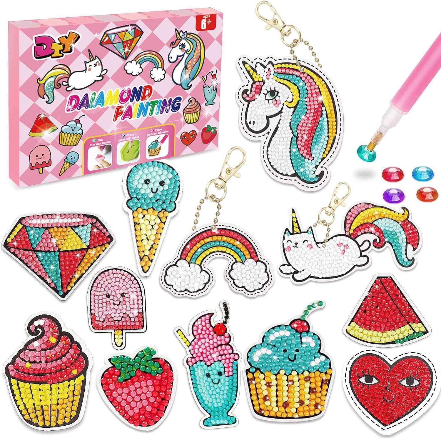 Gifts for 5 6 7 8 9 10 Year Old Girls: Birthday Presents - DIY Diamond Keychain Arts Craft Mosaic Kits Toys for Girl - Easter Gifts for Kids - Daughter, Big Sister, Niece, Granddaughter Teen Girls