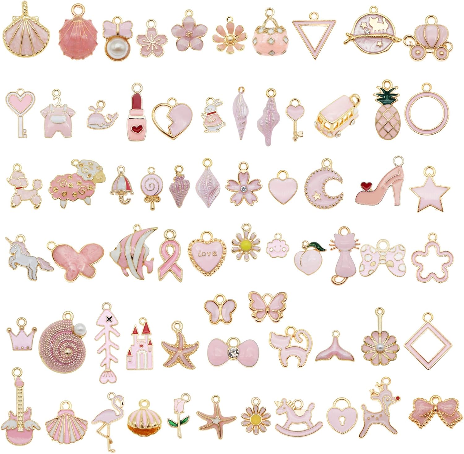 Julie Wang 20PCS Enamel Paint Metal Charms Handmade Earrings Bracelets Necklaces Jewellery Making Pendants DIY Arts Projects Accessories