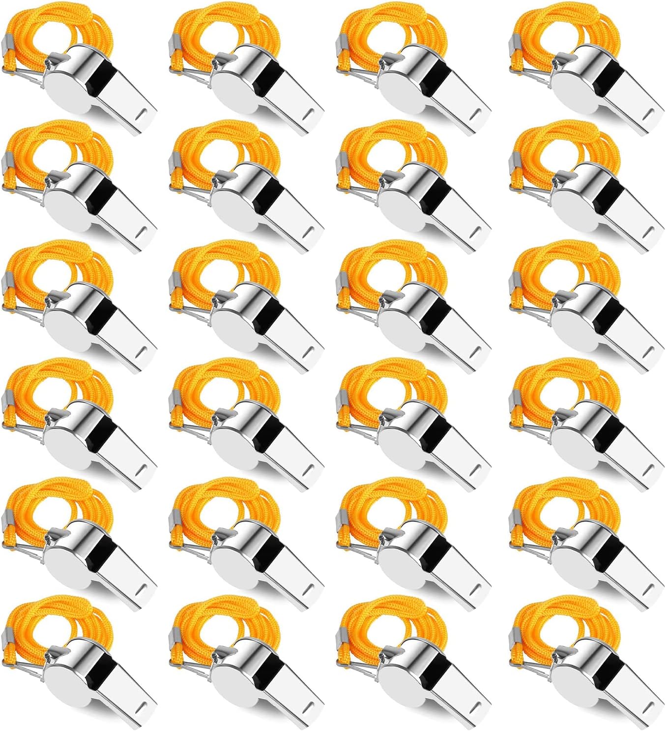 Whistles, Stainless Steel Sports Loud Crisp Sound Whistles with Lanyard,Whistles Great for Referees, Coaches
