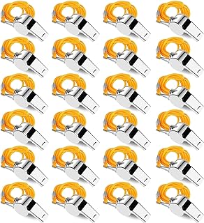 Whistles, Stainless Steel Sports Loud Crisp Sound Whistles with Lanyard,Whistles Great for Referees, Coaches