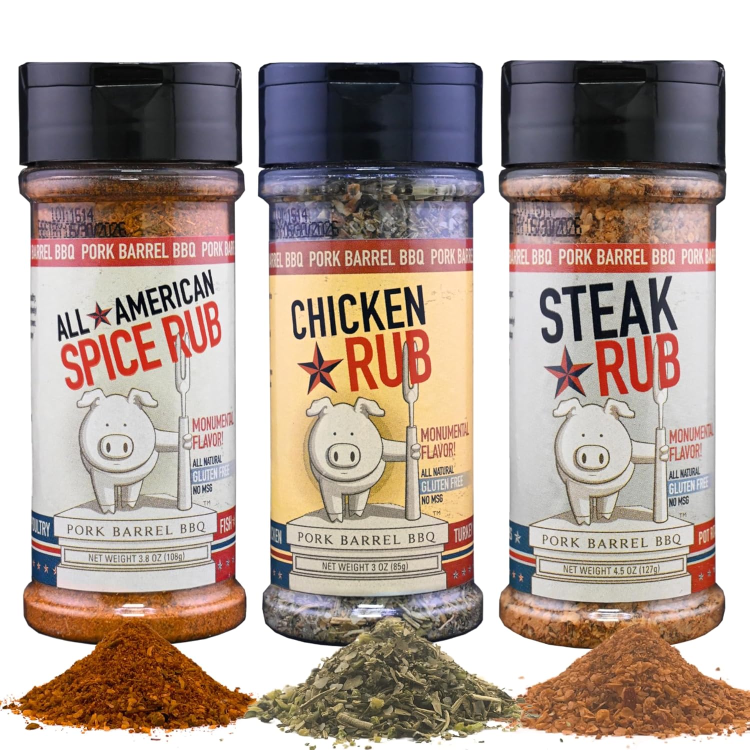 Pork Barrel BBQ Seasoning Rub Variety Pack | Gifts for Men| All Purpose BBQ Spice - No MSG, Gluten-Free, Zero Calorie | Great for Beef, Steak, Burgers, Pork, and Chicken