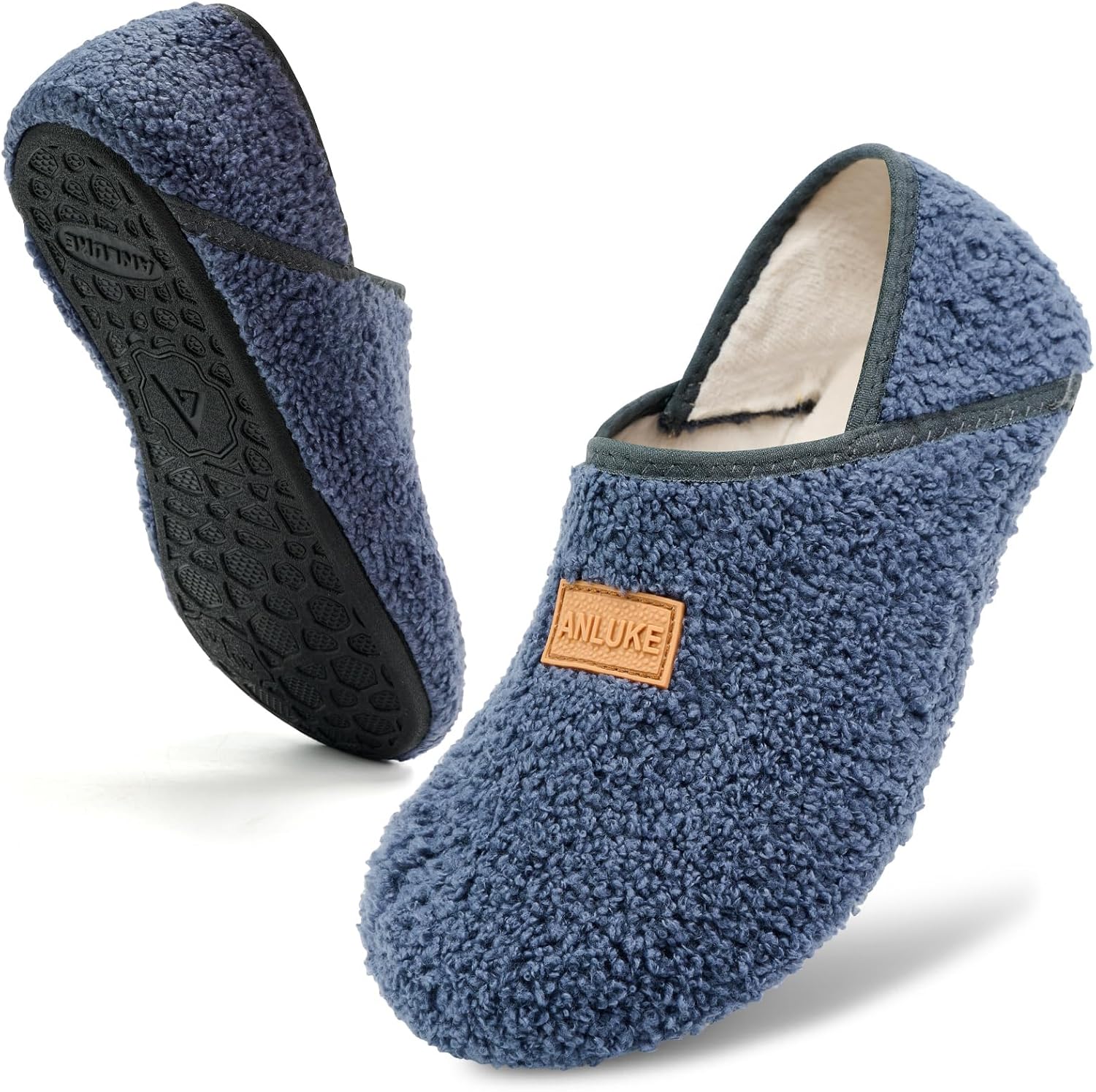 ANLUKE Slipper for Women Men Slipper Socks Fuzzy House Shoes Rubber Sole Slip On Soft-Lightweight Non Slip Indoor/Outdoor