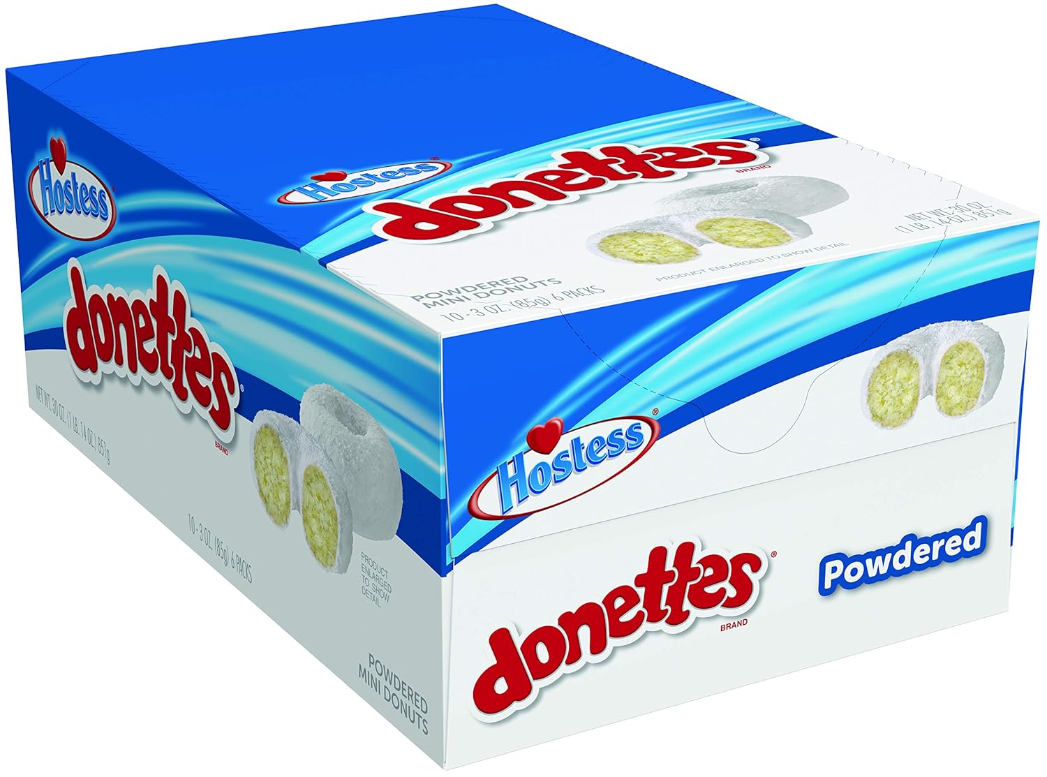 Hostess Donettes Mini Donuts, Powdered Sugar, 3 Ounce, 10 Count