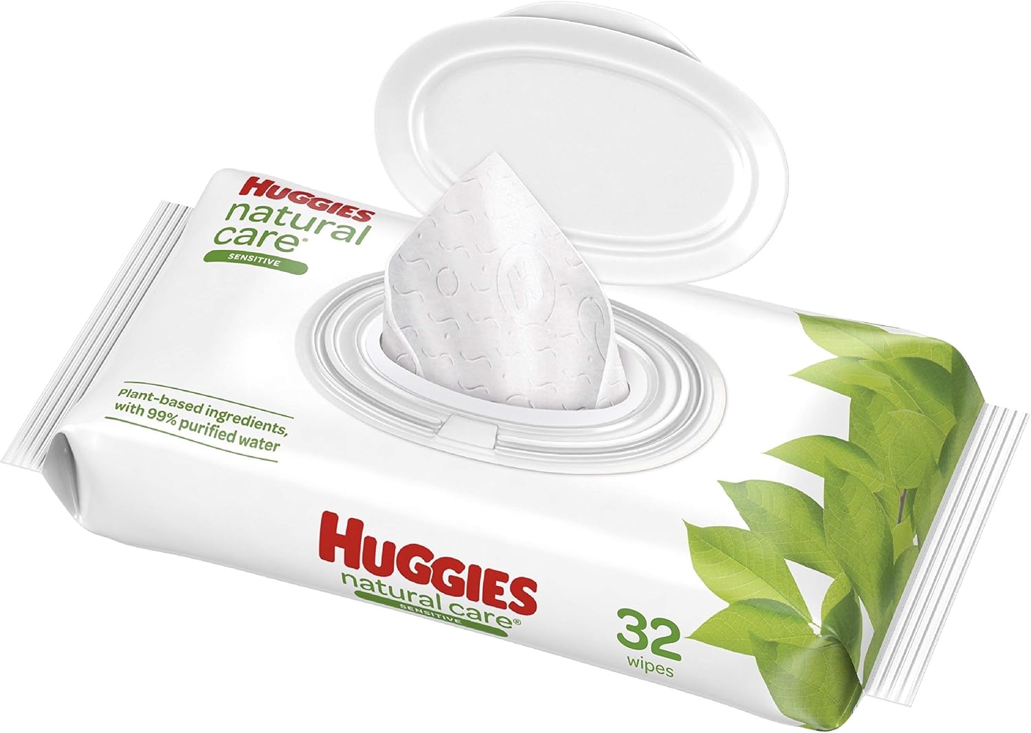 HUGGIES Natural Care Unscented Baby Wipes, Sensitive, Flip-top Pack, 32Count Total