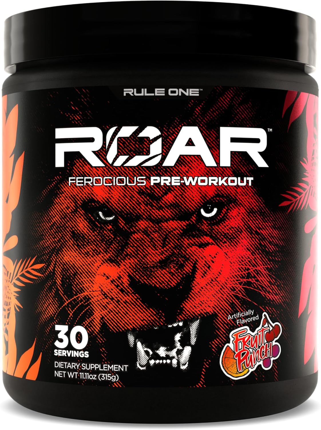Rule 1 Proteins R1 Roar, Fruit Punch, 30 Servings | Pre-Workout Powder with Creatine, Beta-Alanine, Citrulline, Electrolytes & Caffeine