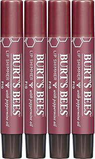 Burt's Bees Shimmer Lip Tint Valentines Day Gifts, Tinted Lip Balm Stick, Moisturizing for All Day Hydration with Natural Glowy Pigmented Finish & Buildable Color, Fig (4 Pack)