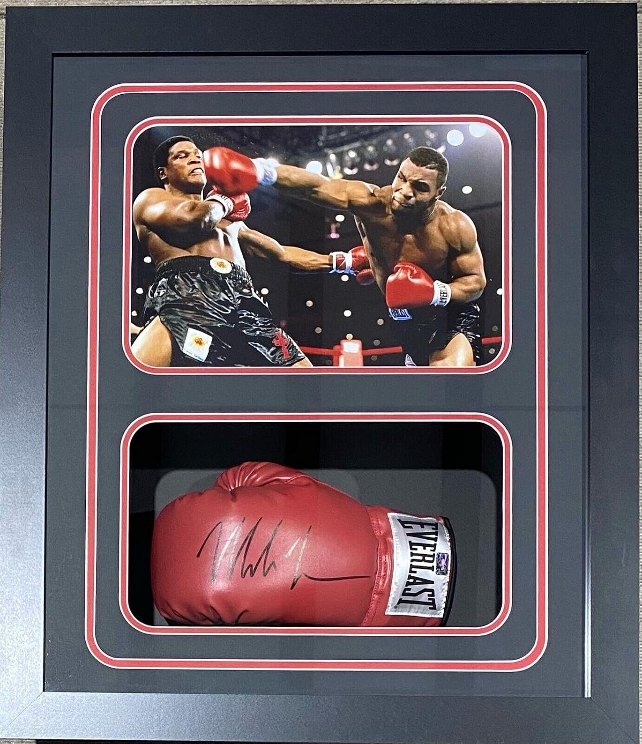 Mike Tyson Signed Glove Shadow Box Mike Tyson Hologram Authentic Berbick - Autographed Boxing Gloves