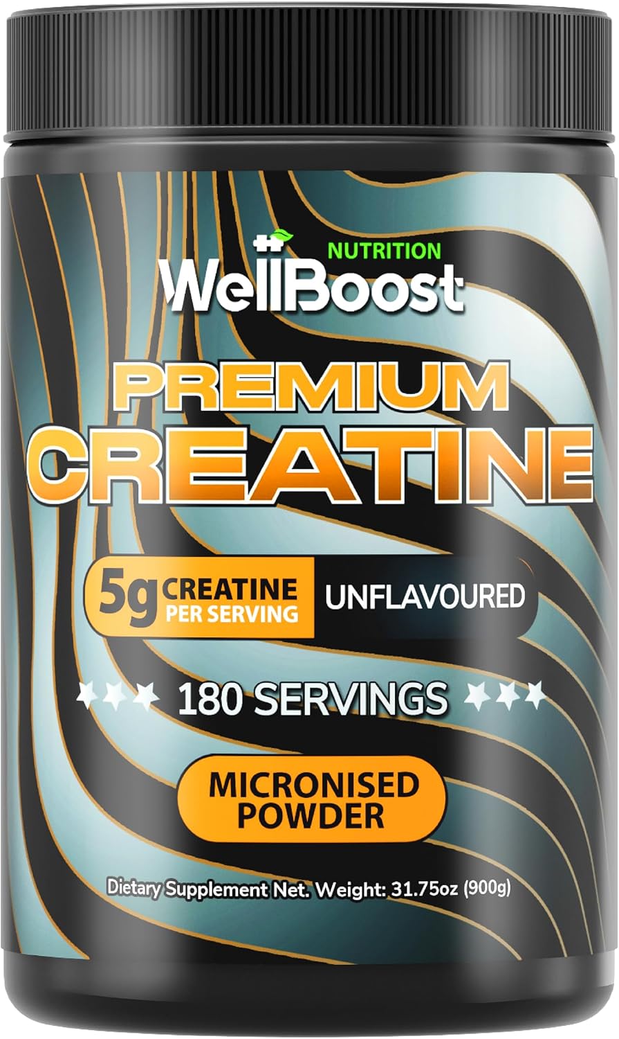 WellBoost Nutrition Micronised Creatine Powder, 300g 100% Pure Creatine Monohydrate Powder for Performance and Muscle Power, Unflavoured Shake (60 Servings)