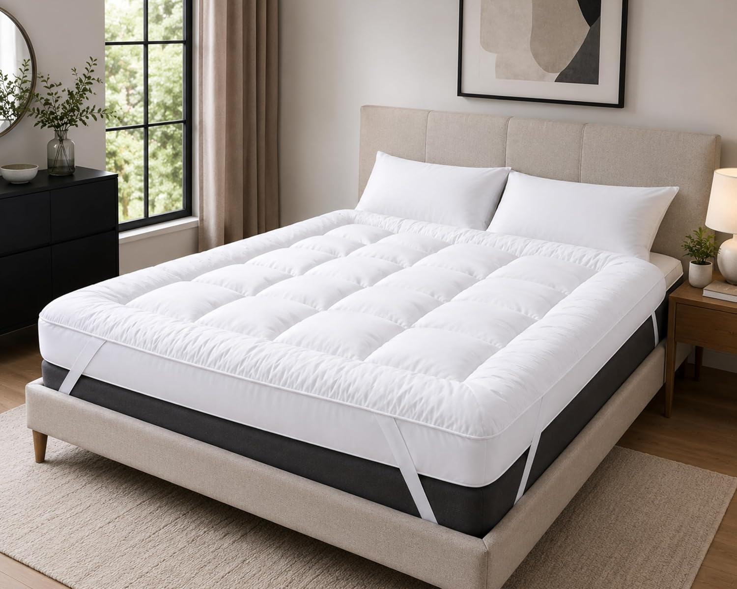 5cm Deep Hotel Quality Microfibre Mattress Topper with Elasticated Corners - Hypoallergenic Quilted Bed Topper Small Double 122x190cm