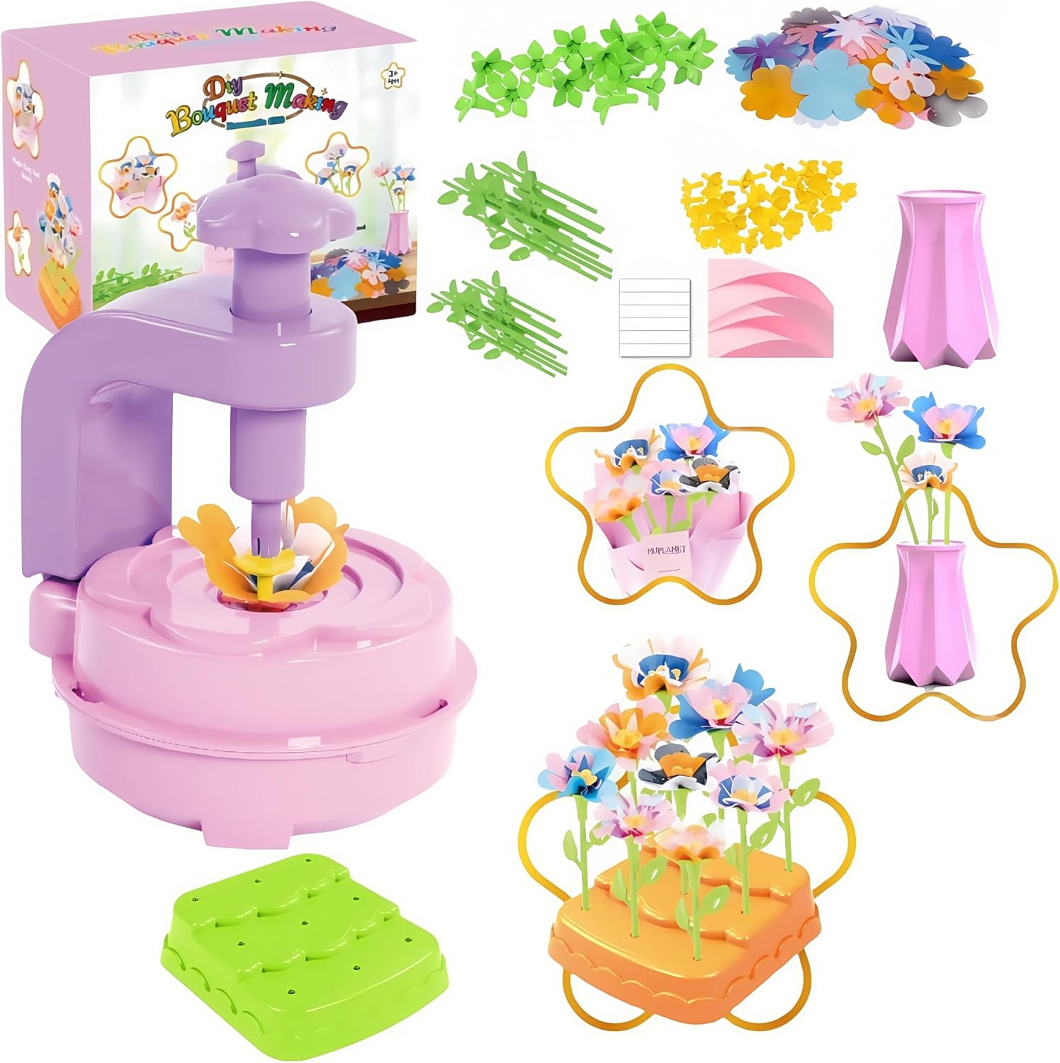 Fabric Flower Bouquets Toys, DIY Craft Kits Toys for Kids - Flowers Market Toy, Build Your Flower Bouquet, Arts & Crafts for 4 5 6 7 8 Year Toddler Girl, Educational Activity Preschool B-Day Gifts