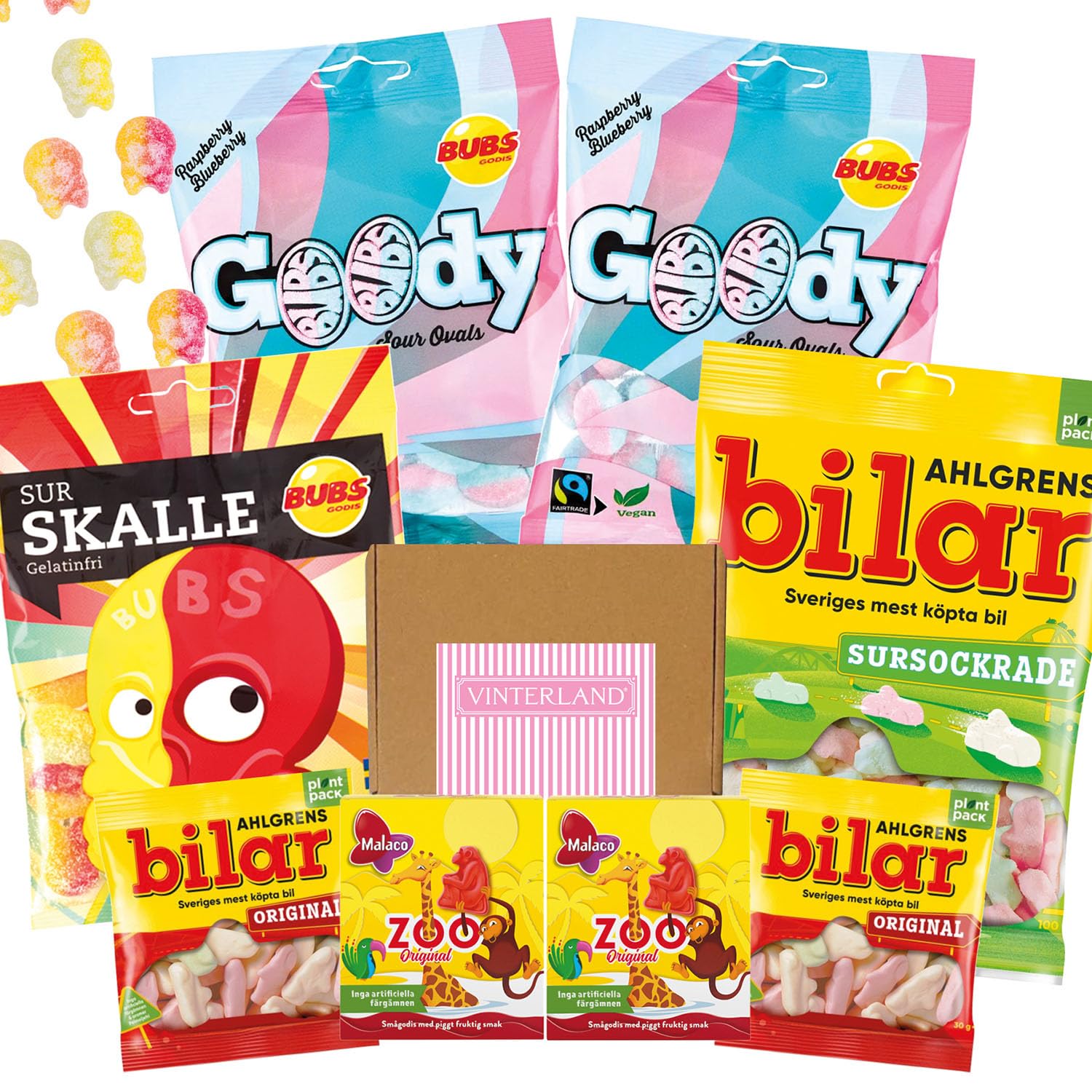 Swedish Candy Mix - Goody Bubs Candy Ovals - Skull Candy - Swedish Candy Bubs Godis - Ahlgrens Bilar Swedish Candy - Zoo Candy