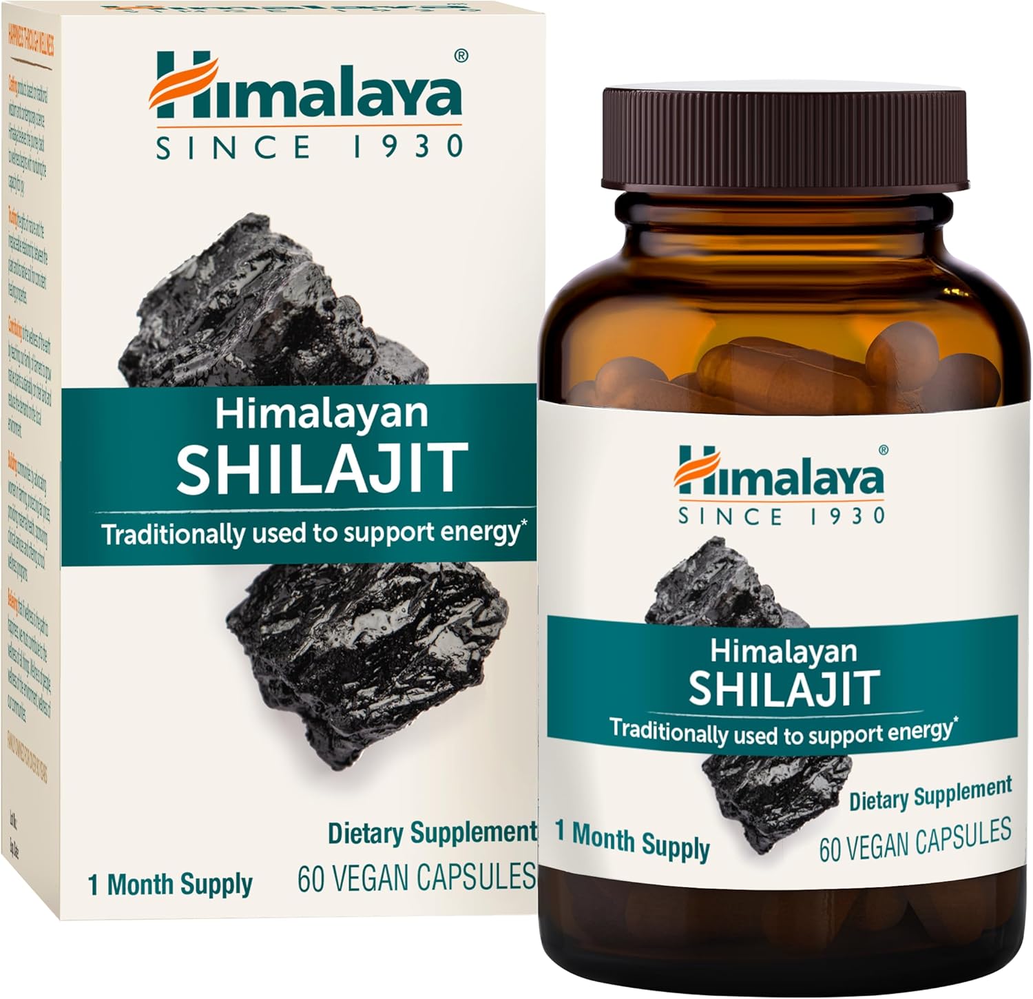 Himalaya Shilajit - Herbal Energy Supplements with Fulvic Acid and 85+ Trace Minerals, from Shilajit Resin, Vegan, Non-GMO, Gluten Free, 250 mg, 60 Capsules