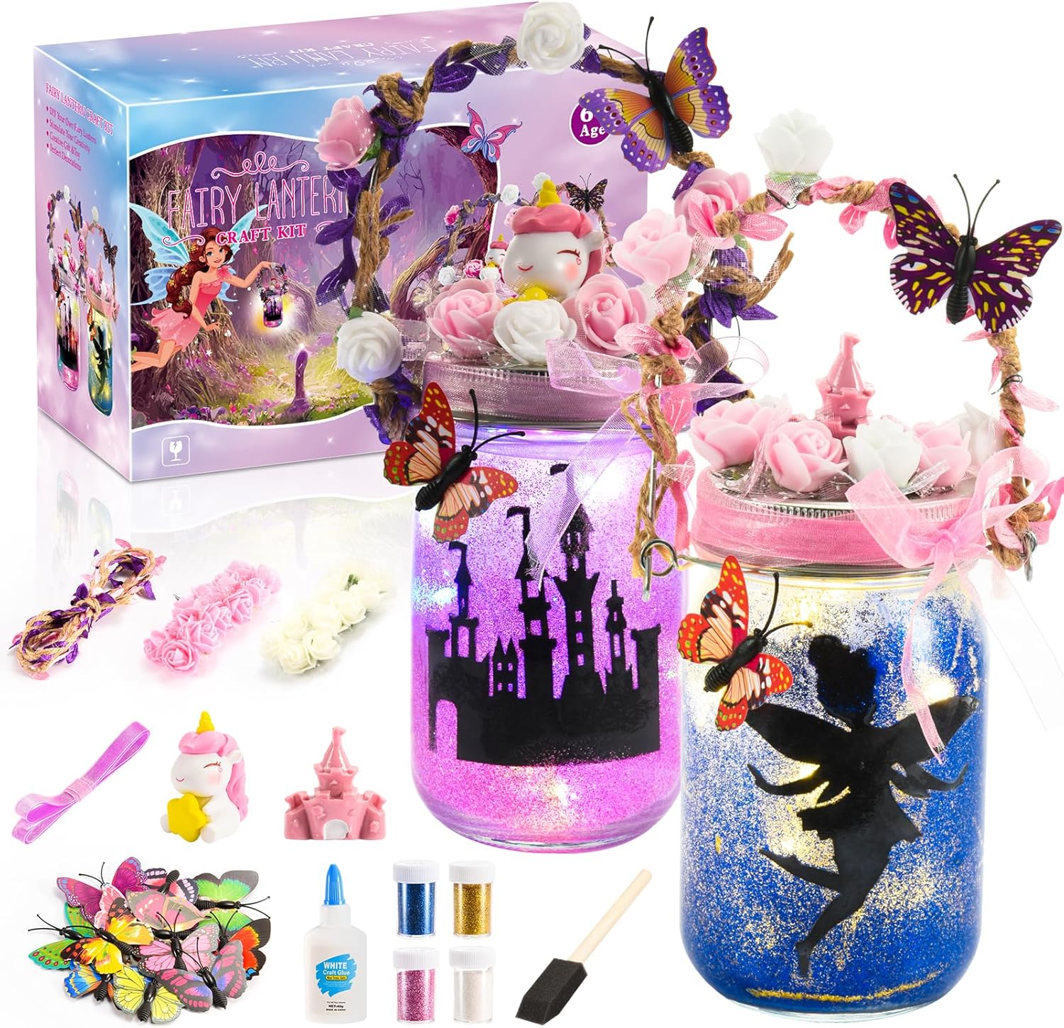 Qukir Fairy Lights, 6 7 8 9 Year Old Girl Gifts for 6-12 Year Olds Girl Toys Age 7-10 Unicorn Gifts for Girls Craft Kits for Kids Arts and Crafts for Kids Fairy Lantern Craft Crafts for Girl DIY Craft