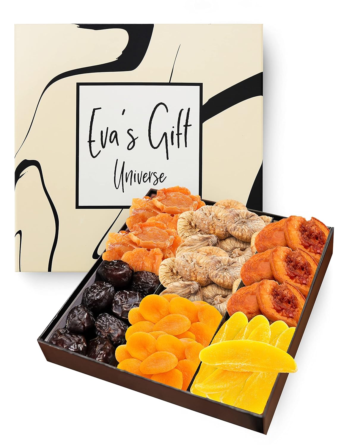 Anna and Sarah Gift Box Mixed Dried Fruit in Box Dried Pears, Dried Peaches, Dates, Dried Apricot, Dried Fig, Dried Mango (6 Assortments) ,Holiday, Birthday, Healthy Fruit Anniversary, Corporate Treat Box for Women, Men