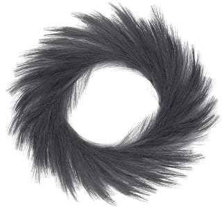 MECCANIXITY Pampas Grass Wreath Gray 22 Inch Faux Pampas Wreath for Front Door Artificial Pampas Wreath for Farmhouse Wall Decor