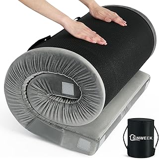 Sinweek Memory Foam Camping Mattress CertiPUR-US Waterproof Portable Roll Up Mattress for Adults Cot Mattress Car Van Sleeping Mat Pad with Carrying Bag