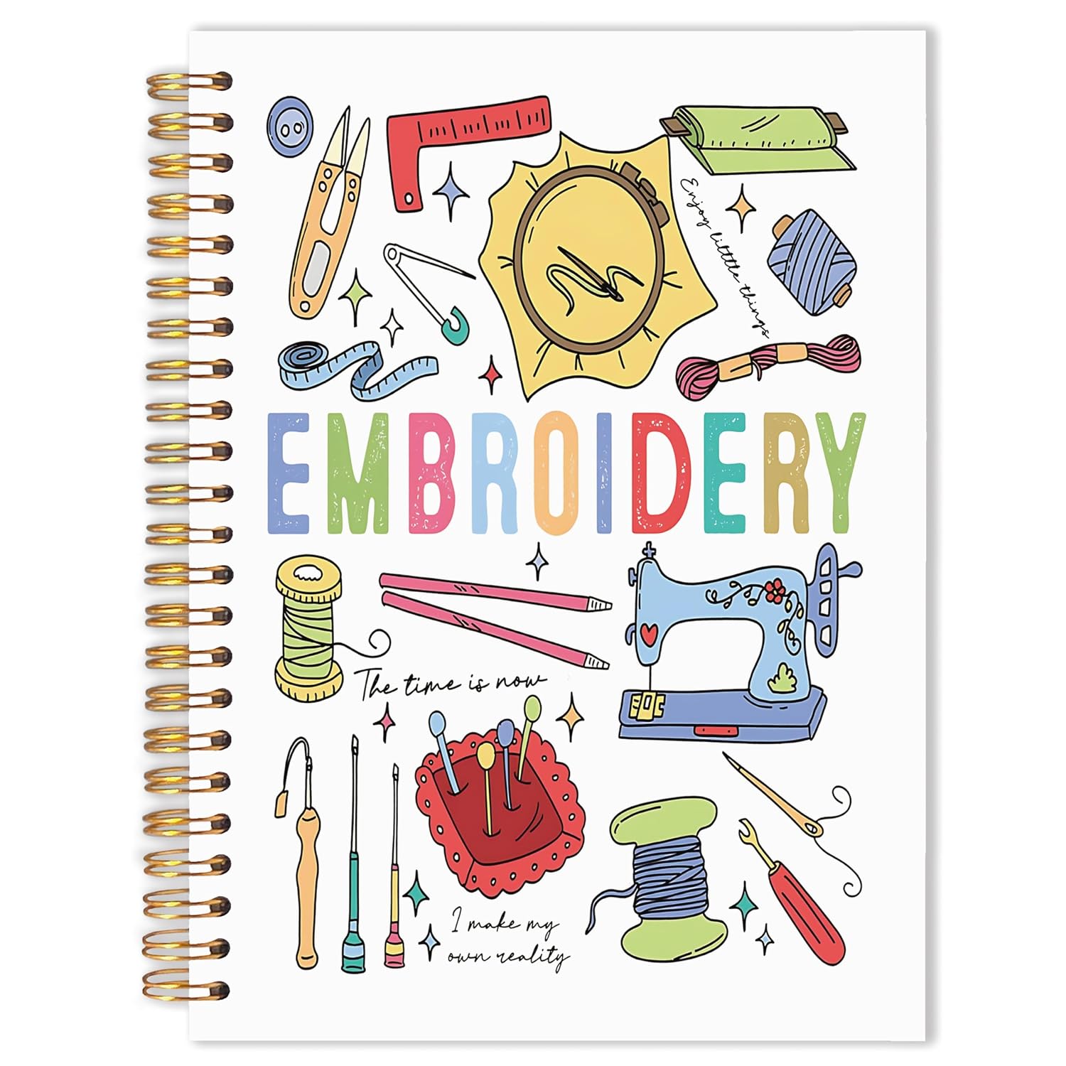 URLLUAE Retro Embroidery Tailoress Notebook, Quilters Gifts Journals for Women, Trendy Seamstress Quilting Spiral Notebook Journals for Work School, Embroidery Supplies Gifts, 5.5x8.3 Inch