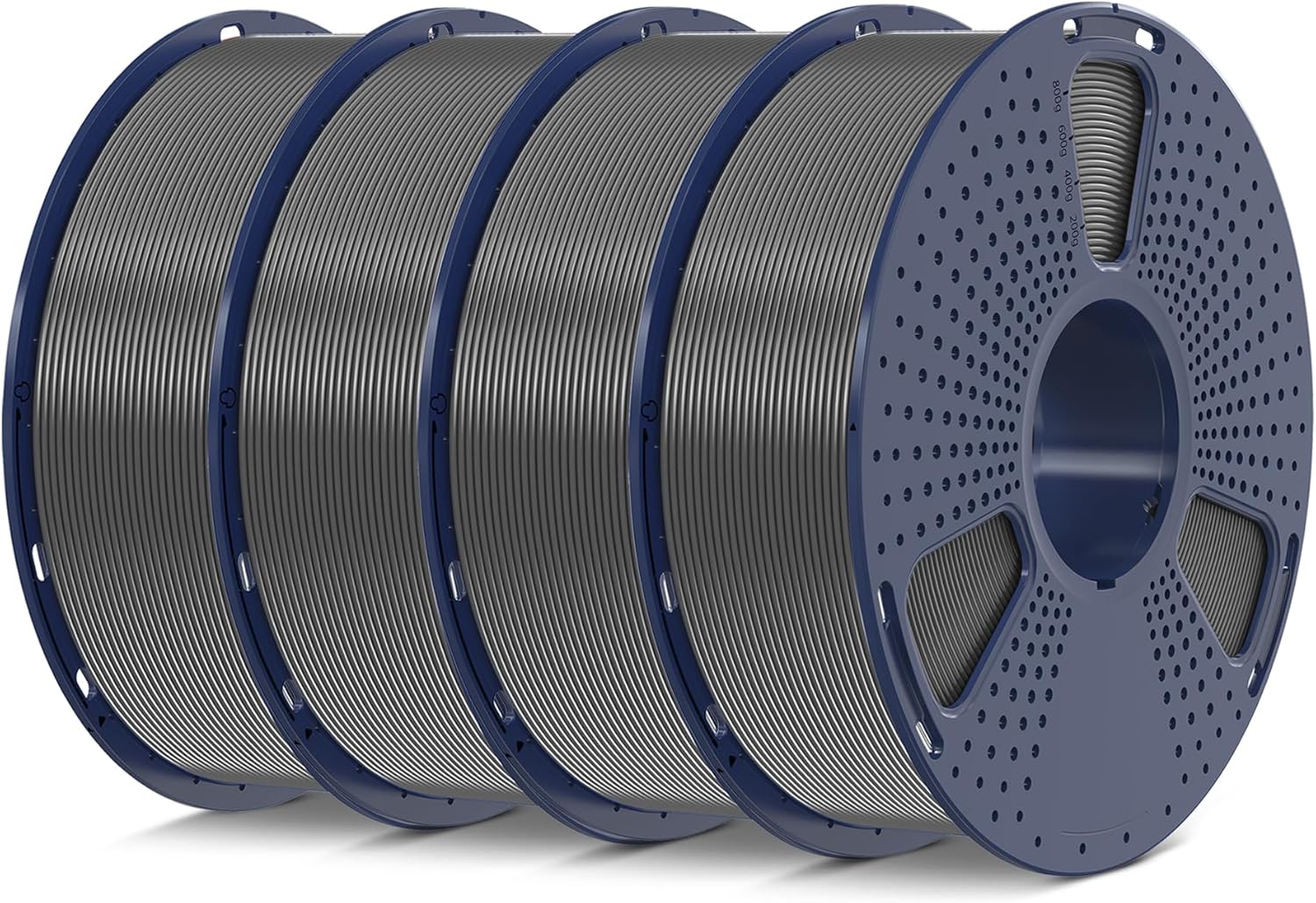 SUNLU 4kg PLA 3D Printer Filament Bundle, Neatly Wound PLA Filament 1.75mm ±0.02mm, Individually Vacuum Packed, 4kg in Total, 1kg per Spool, 4 Pack, 4000g PLA, (Grey+Grey+Grey+Grey)