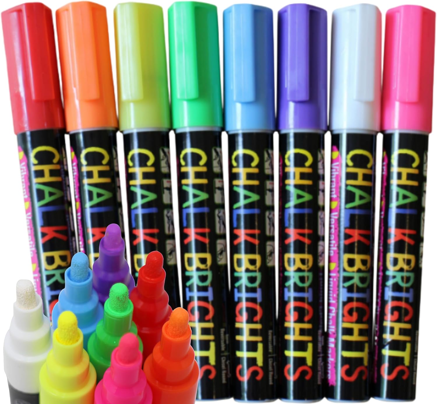 Liquid Chalk Pens – 8 Bright Chalk Markers for Blackboards & Chalkboards, Windows & Glass | Erasable 6mm Pens for Kids, Classrooms & Crafts