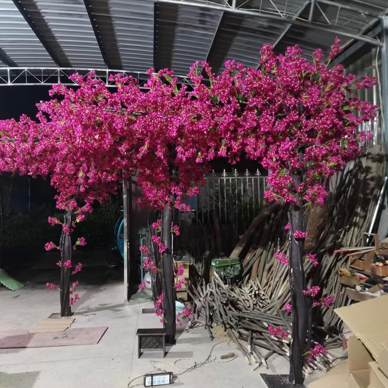 KIBONCY Artificial Bougainvillea Tree, Faux Silk Flower Full Blooms Floral tree for Indoor Outdoor Home Garden Porch Eave Wedding Wall Decor(5x4.5m/16.4x14.8ft)