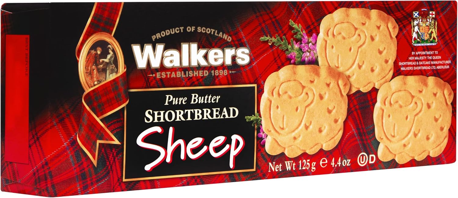Walker's Shortbread Sheep Shapes – Pure Butter Scottish Biscuits, 125 g (Pack of 12)