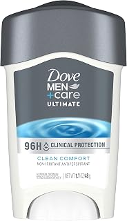 DOVE MEN + CARE Clinical Protection Antiperspirant Clean Comfort Stick for Men 96-Hour Sweat and Odor Protection Clinical Strength Antiperspirant with 1/4 Moisturizing Cream 1.7 oz