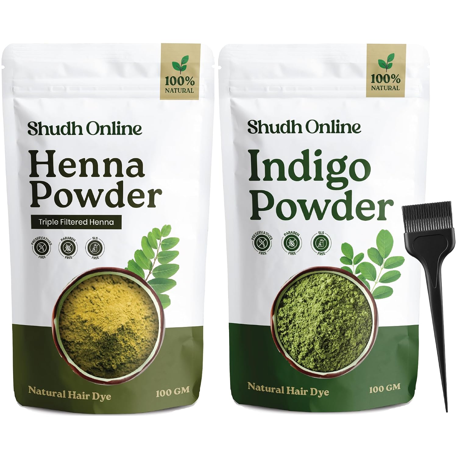 Indigo Powder Organic and Black Henna Powder for Hair Combo (7oz - 3.5oz each) - Natural Henna Indigo For Hair Dye - Black Hair Color (200g)