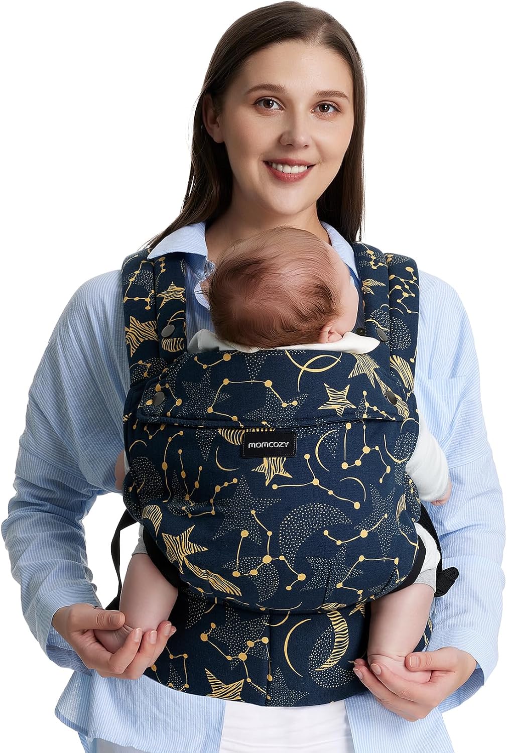 Momcozy Baby Carrier - Ergonomic, Cozy and Lightweight Carrier for 3-24 Months, All Day Comfort for Hands-Free Parenting, Enhanced Lumbar Support, Starry Sky