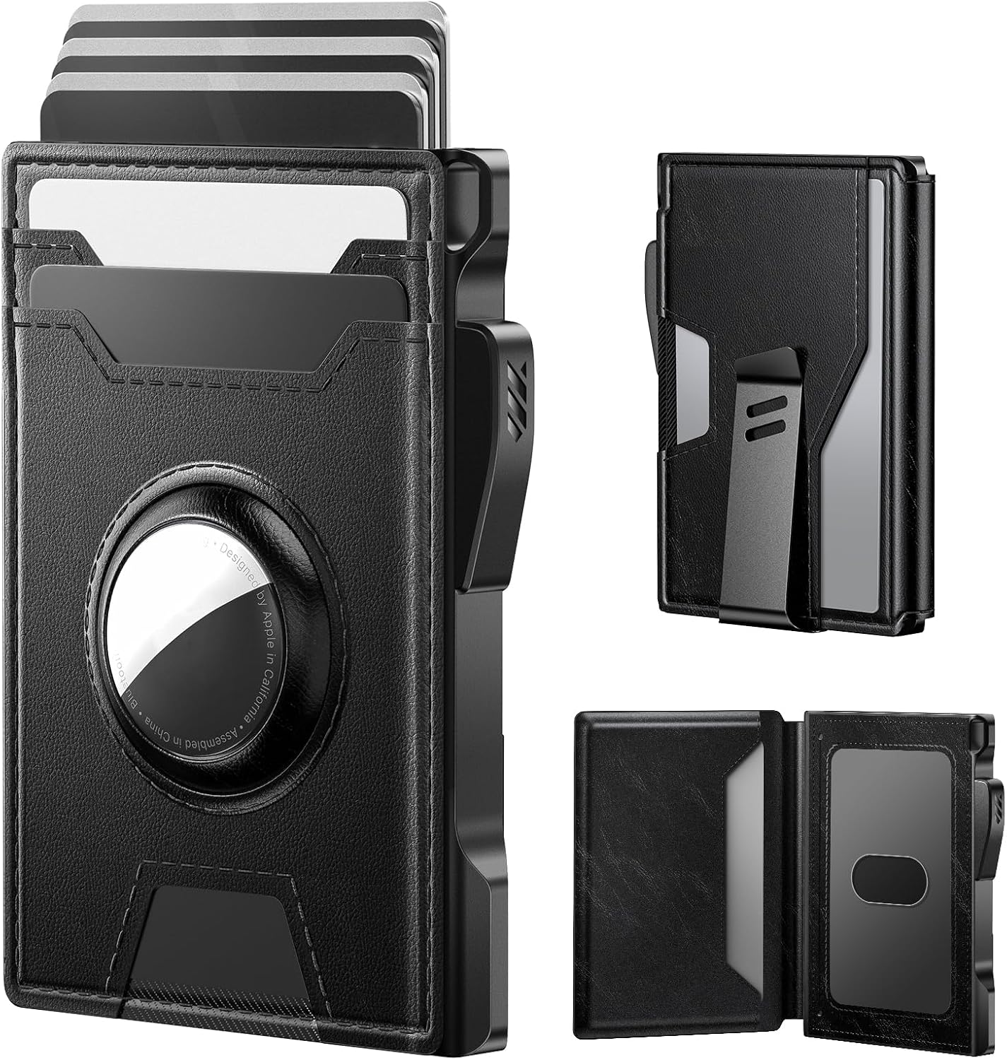 typecase AirTag Wallet for Men: Compatible with Apple AirTag (1st & 2nd Generation), RFID Blocking, Genuine Leather, Slim & Minimalist Design,13 Cards Capacitiy | ID Window | Money Clip (Black)