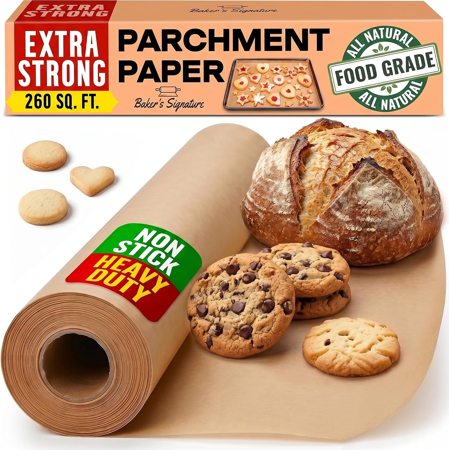 Baking Paper Roll 38cm x 64m, Greaseproof Non-Stick Parchment with Cutter