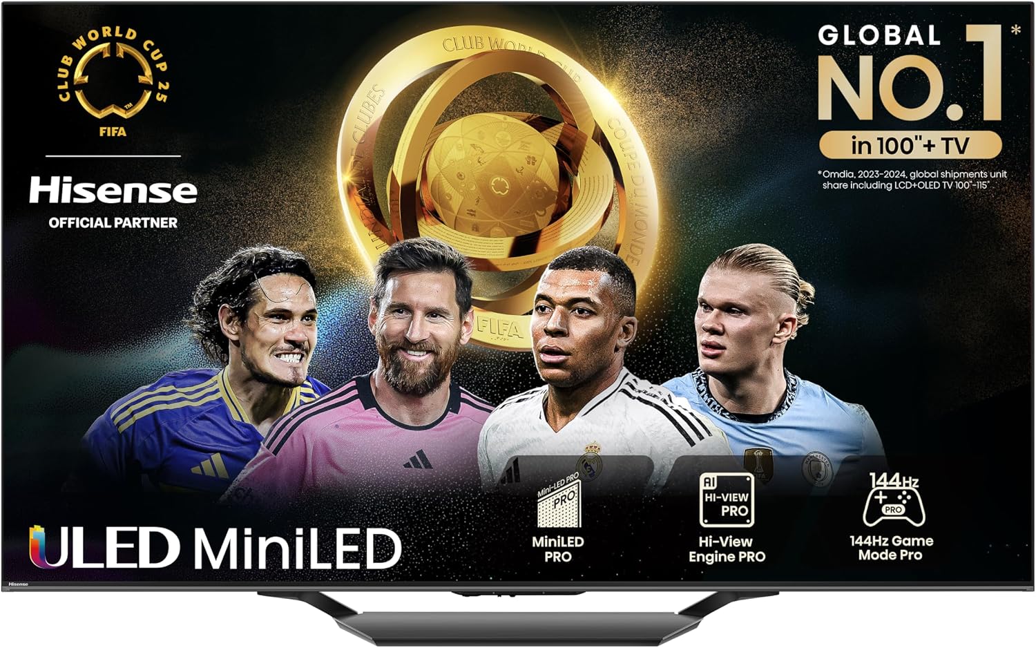 Hisense 55 Inch 144Hz Mini-LED Smart TV 55U7NQTUK - Quantum Dot Colour, Dolby Vision IQ & Atmos, iMax Enhanced, Built-in Subwoofer and Vidaa OS with Freely, Youtube, Netflix and Disney+ (2024 Model)